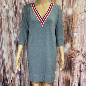 Express Striped‎ V-Neck Sweatshirt Mini Dress